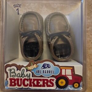 Baby Buckers Size 1 Infant Crib Shoes Mocassins Newborn Tractor Farm Duck